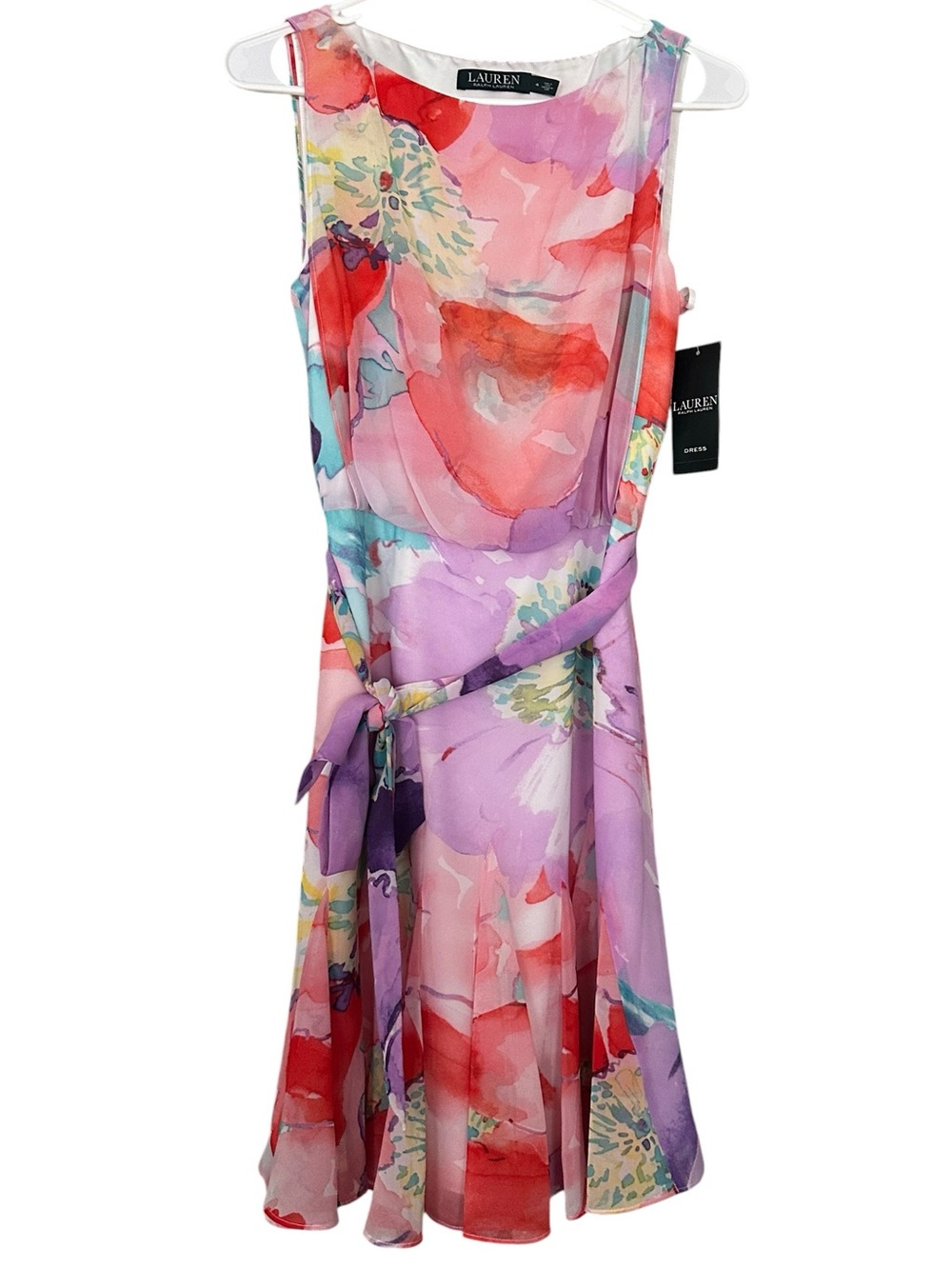 Lauren‎ Ralph Lauren Sleeveless Watercolor Floral Dress Size 4 NWT 📦